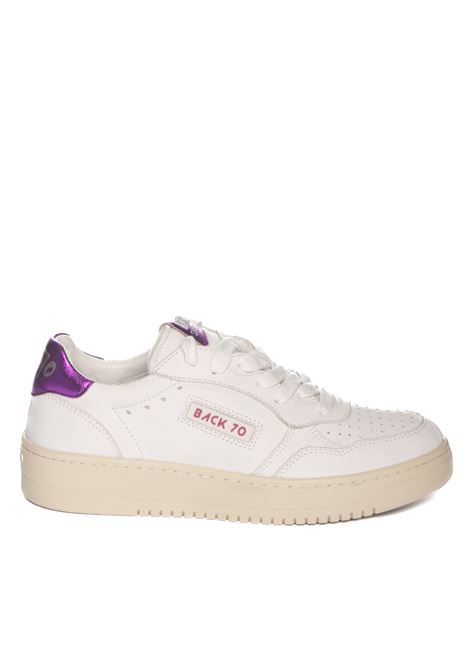 White/fuxia leather slam sneaker BACK 70 | SLAMPELLE-B906